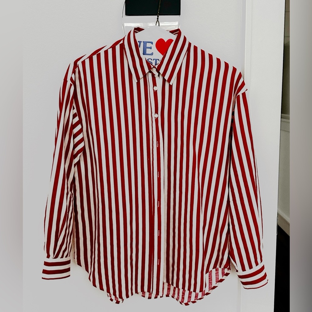 Stradivarius Red Striped Long Sleeved Shirt